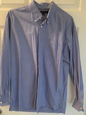 Tommy Hilfiger Men's Light Blue Micro-Striped Button-Down Shirt